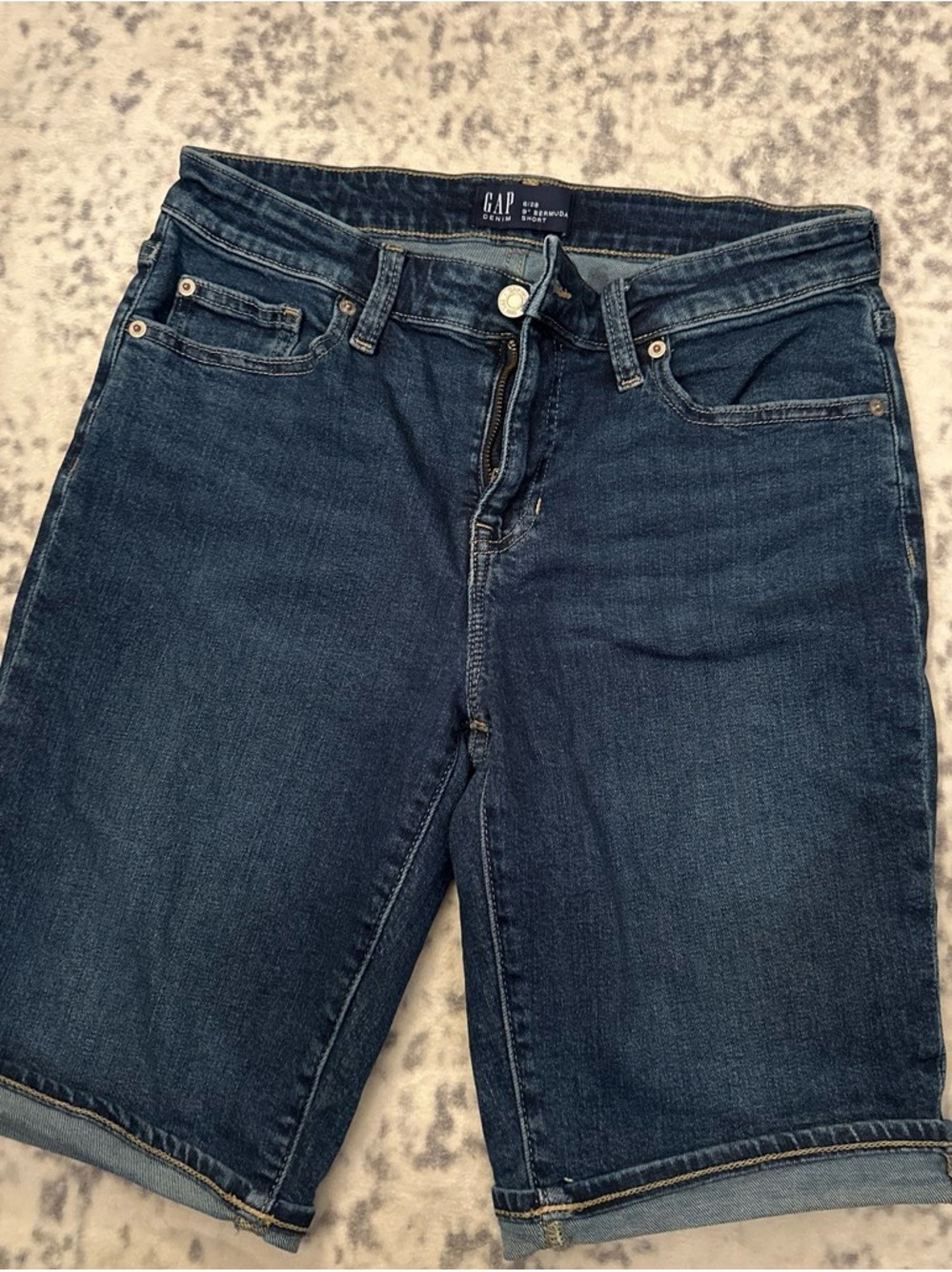 GAP Women's Dark Blue Cropped Denim Shorts